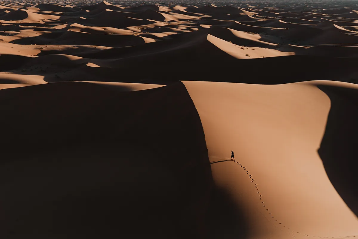 Dunes dans le désert marocain lors d’une retraite yoga